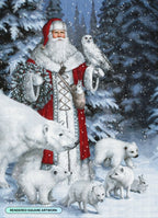 Red Arctic Santa with Polar Bears, Foxes, Owl Y7